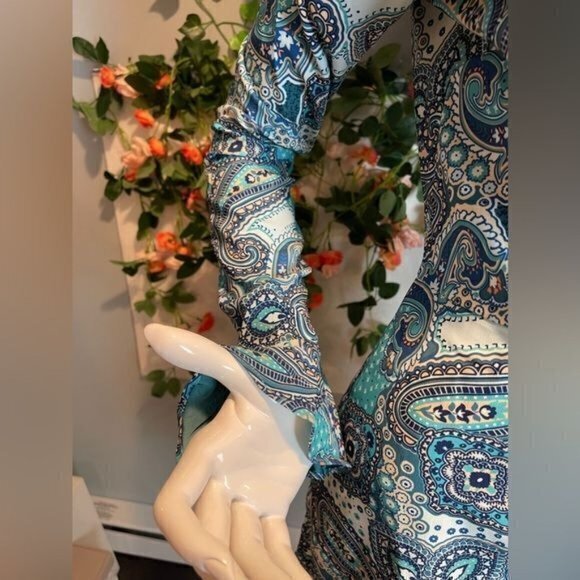 Boho Satin‎ Romper Ruffled Serenity Blue Size S RefI023-2 - Picture 12 of 13